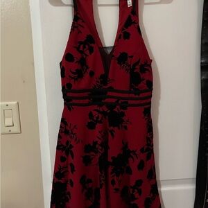 Xtraordinary Red and Black Floral Prom Dress
